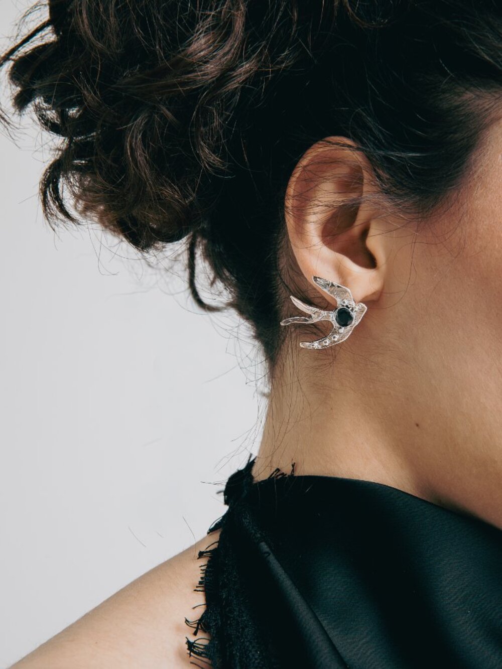 Bird Earrings, Handmade Sculptural Jewelry, Colored Stone Details